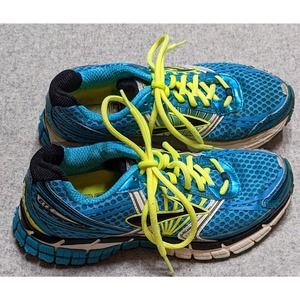 Brooks Adrenaline GTS 14 Womens Running Shoes Size 7.5 Blue/Teal/Yellow Sneakers